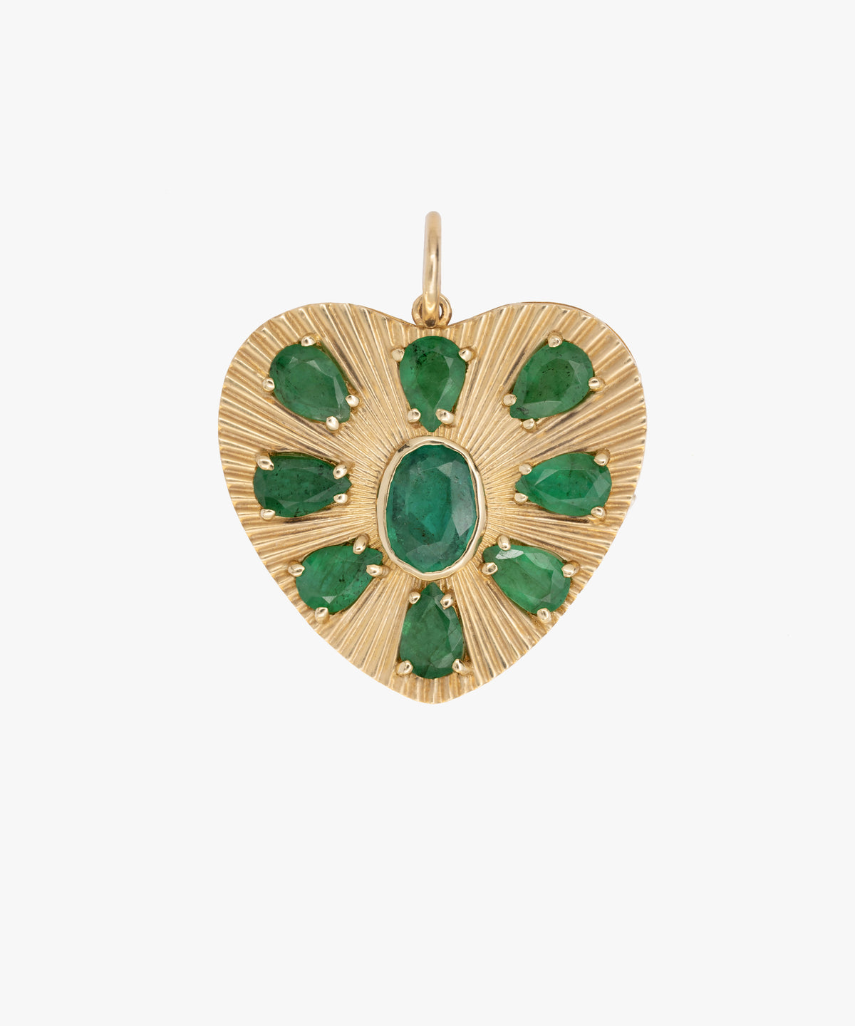 Gold Jewel Heart Charm With Emeralds