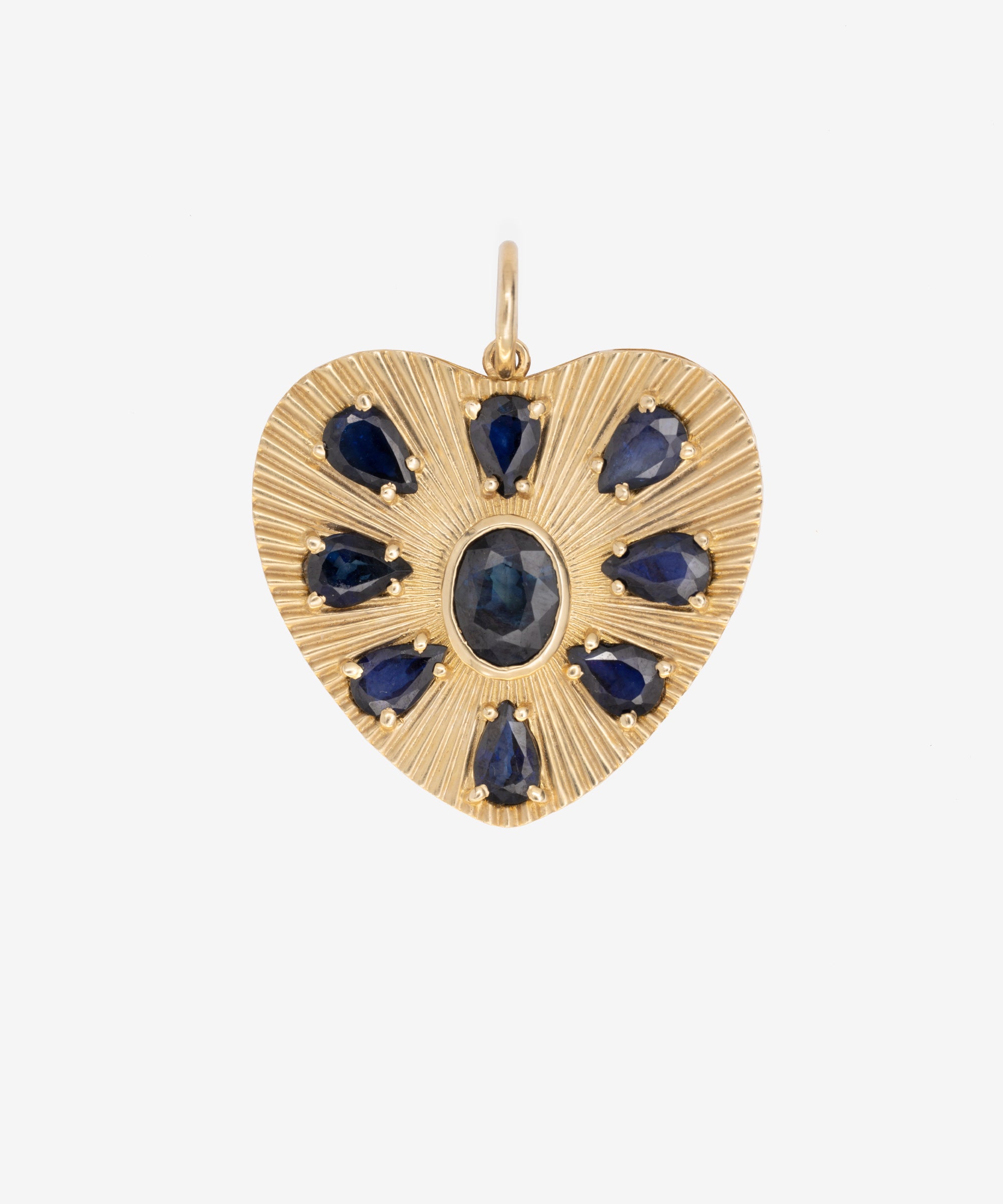 Gold Jewel Heart Charm With Sapphires