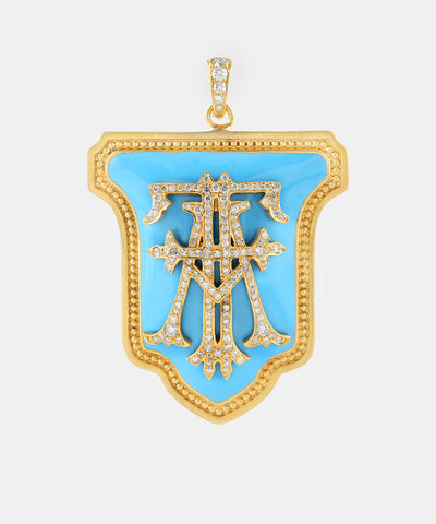 Gold Lancet Monogram Charm With Diamonds & Enamel
