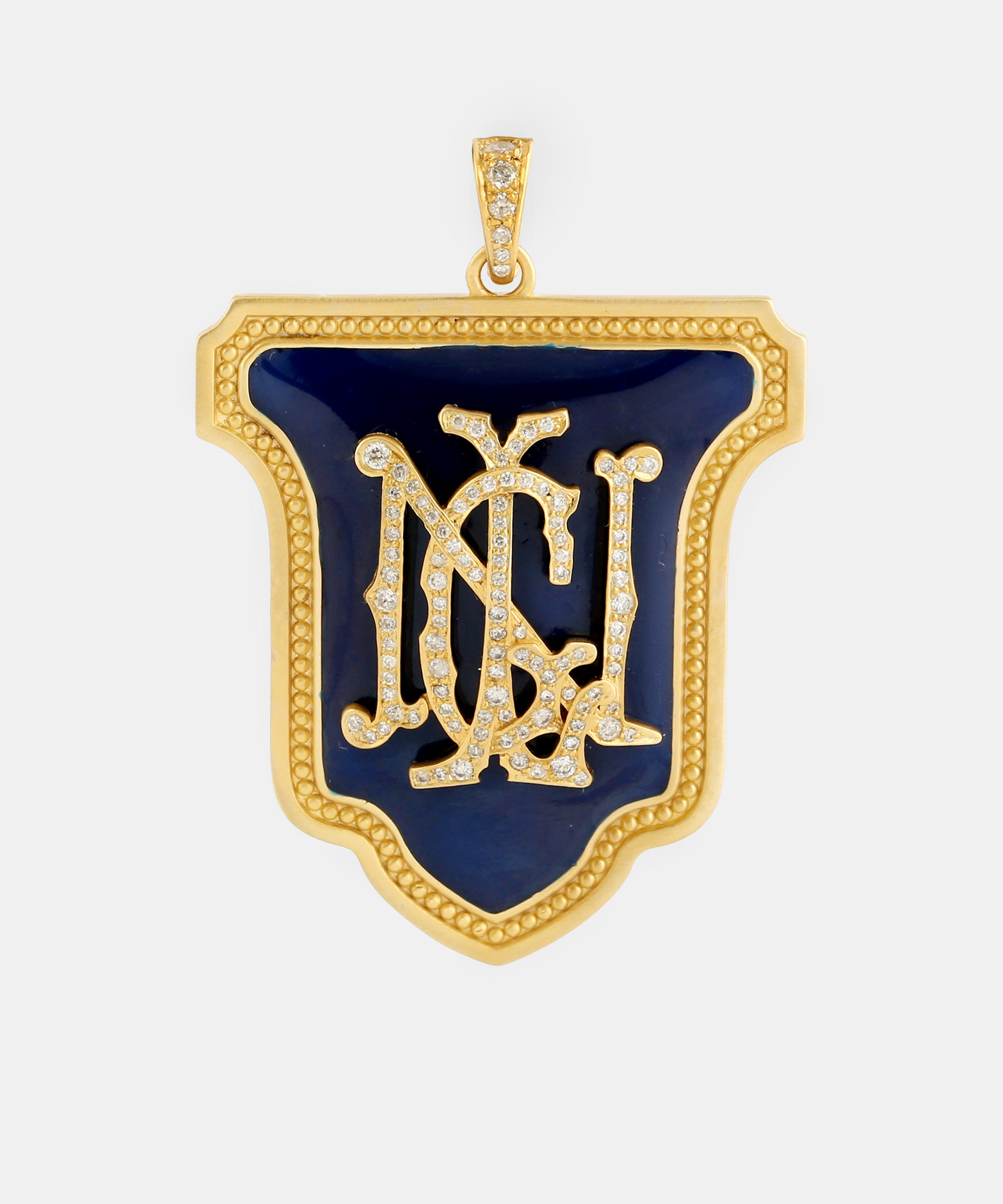 Gold Lancet Monogram Charm With Diamonds & Enamel