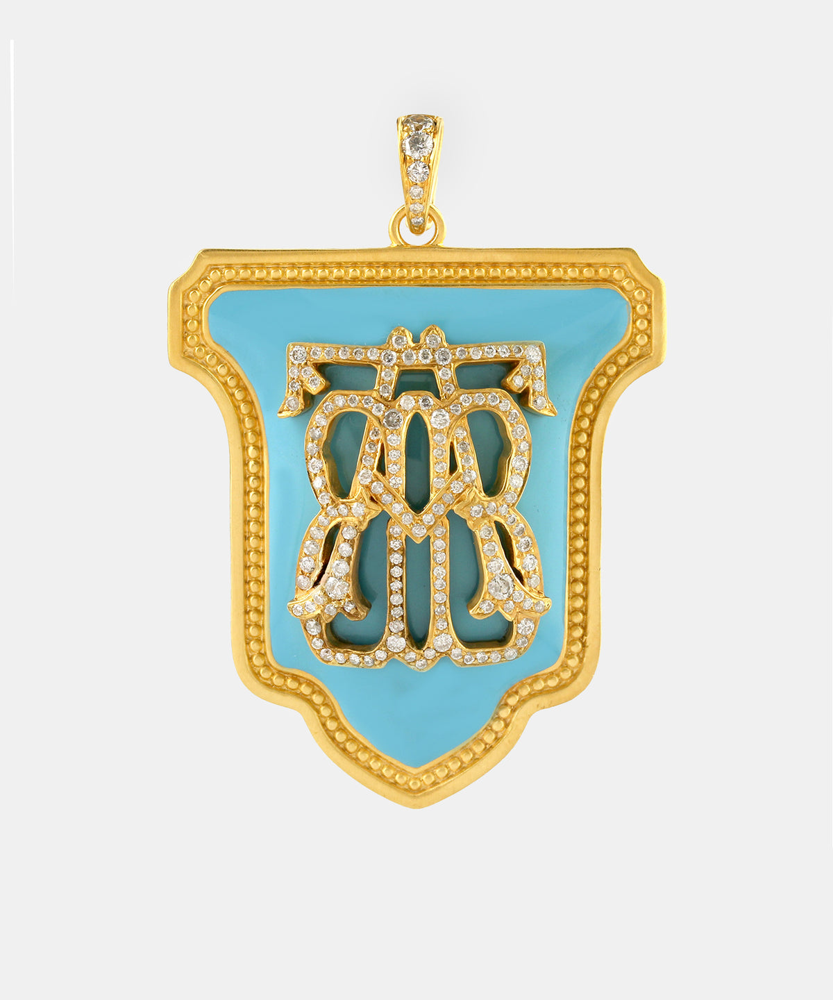 Gold Lancet Monogram Charm With Diamonds & Enamel