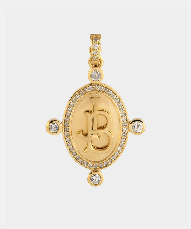 Gold Monogram Charm With Round Diamonds