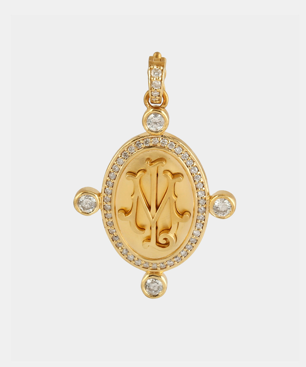 Gold Monogram Charm With Round Diamonds