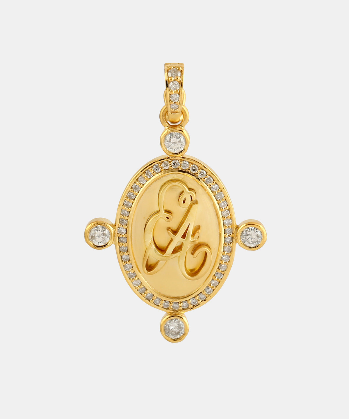 Gold Monogram Charm With Round Diamonds