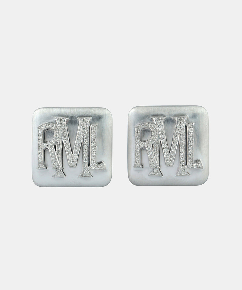 Gold Monogram Cufflinks With Diamonds