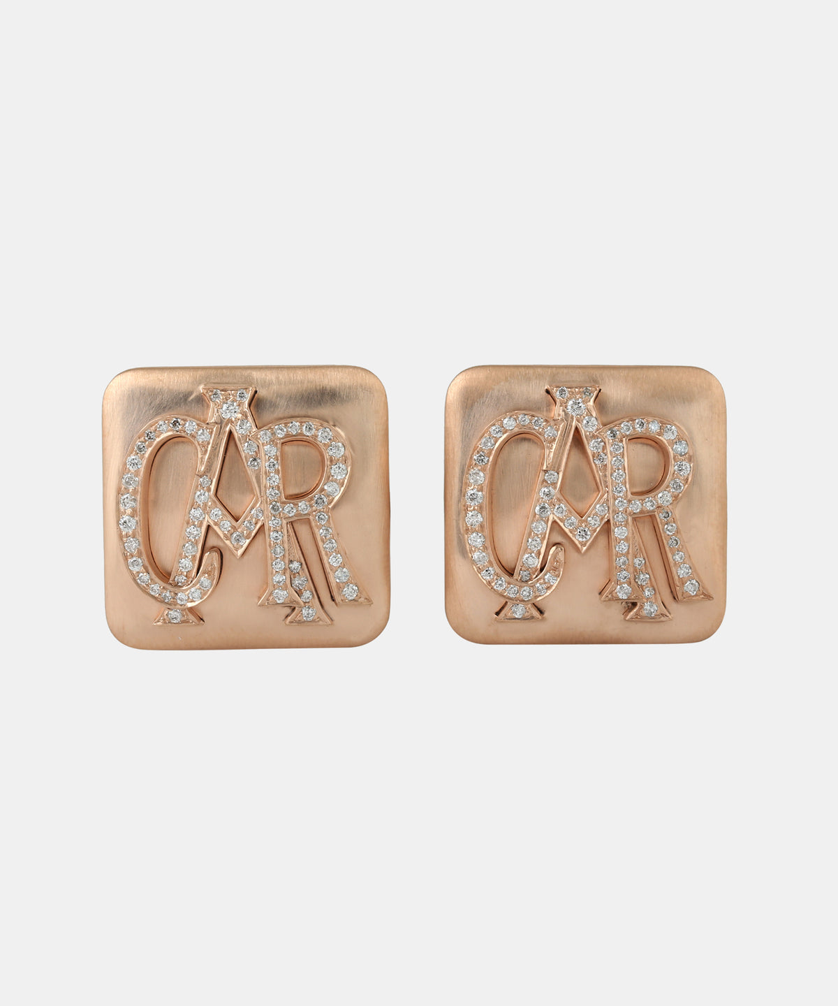 Gold Monogram Cufflinks With Diamonds