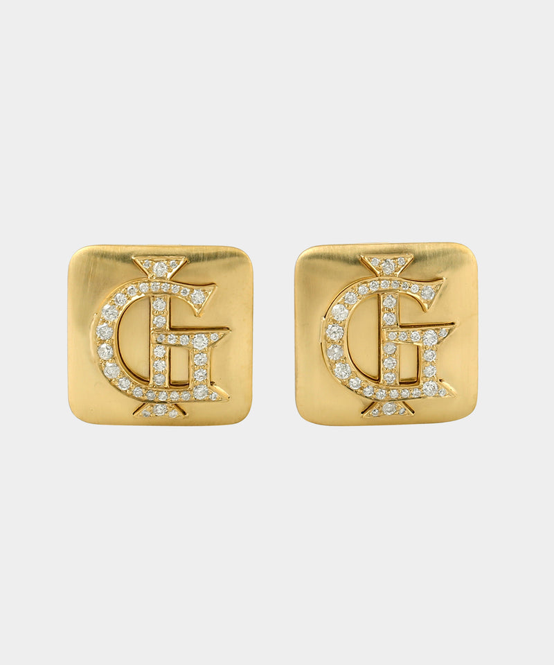 Gold Monogram Cufflinks With Diamonds