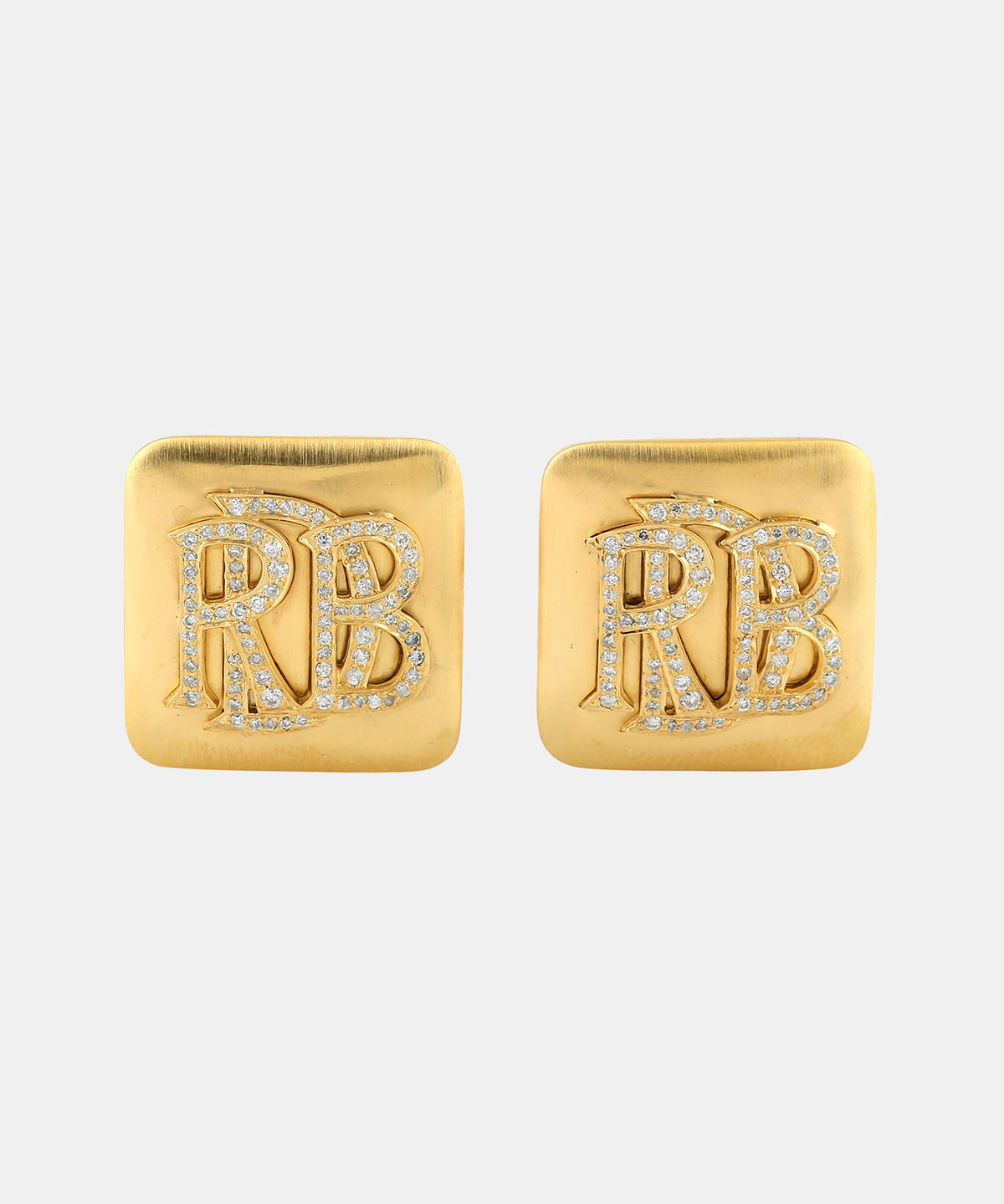 Gold Monogram Cufflinks With Diamonds