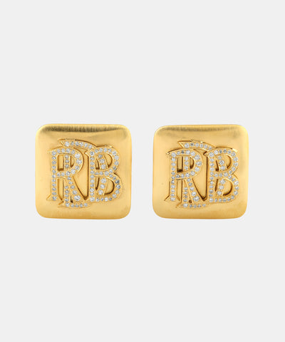 Gold Monogram Cufflinks With Diamonds