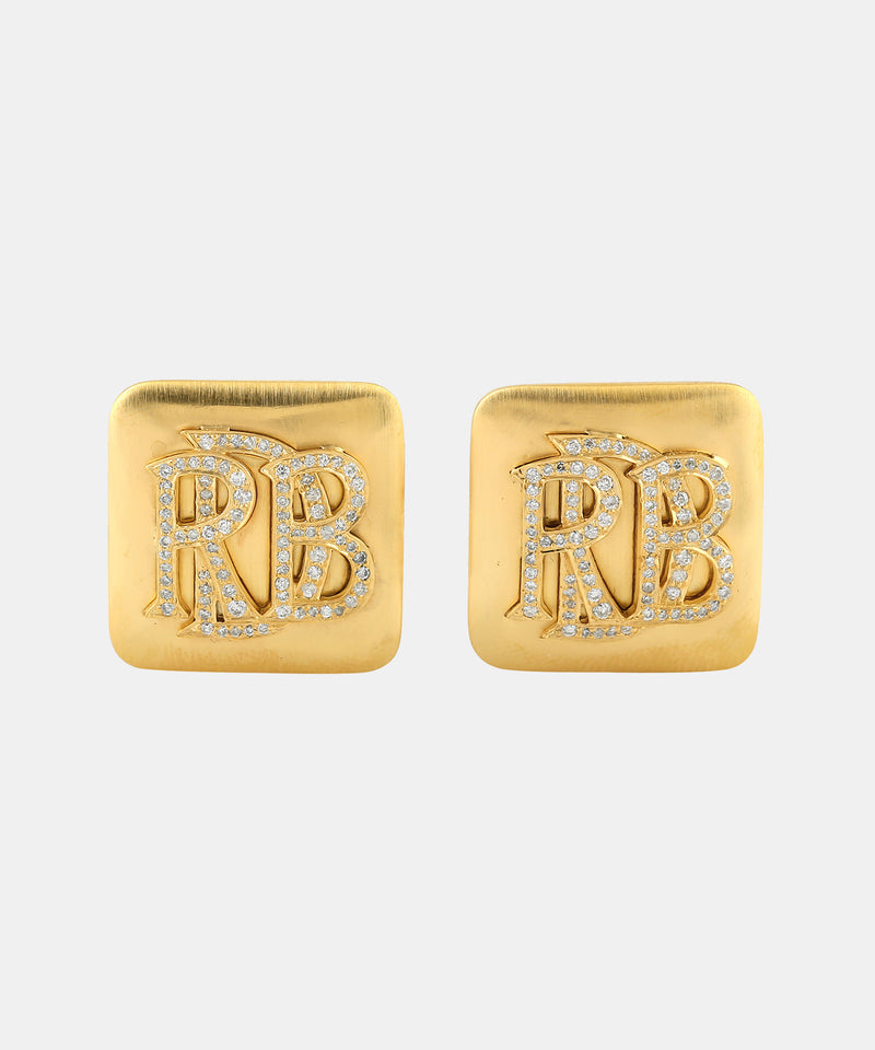 Gold Monogram Cufflinks With Diamonds