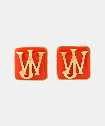Gold Monogram Cufflinks With Enamel
