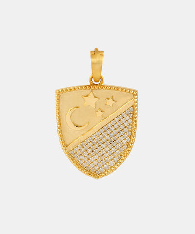 Gold Moonstar Charm With Diamonds