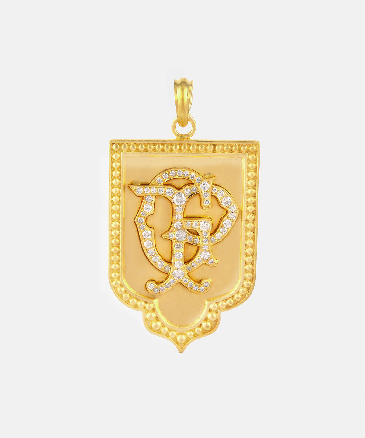 Gold Ogee Monogram Charm With Diamonds