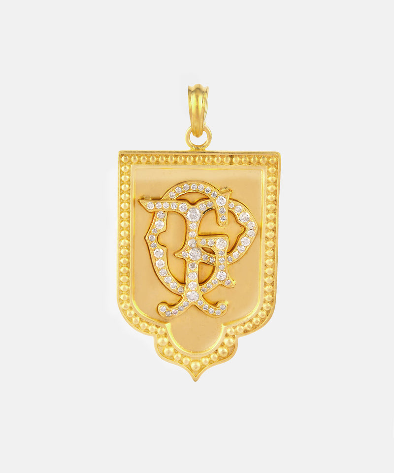 Gold Ogee Monogram Charm With Diamonds