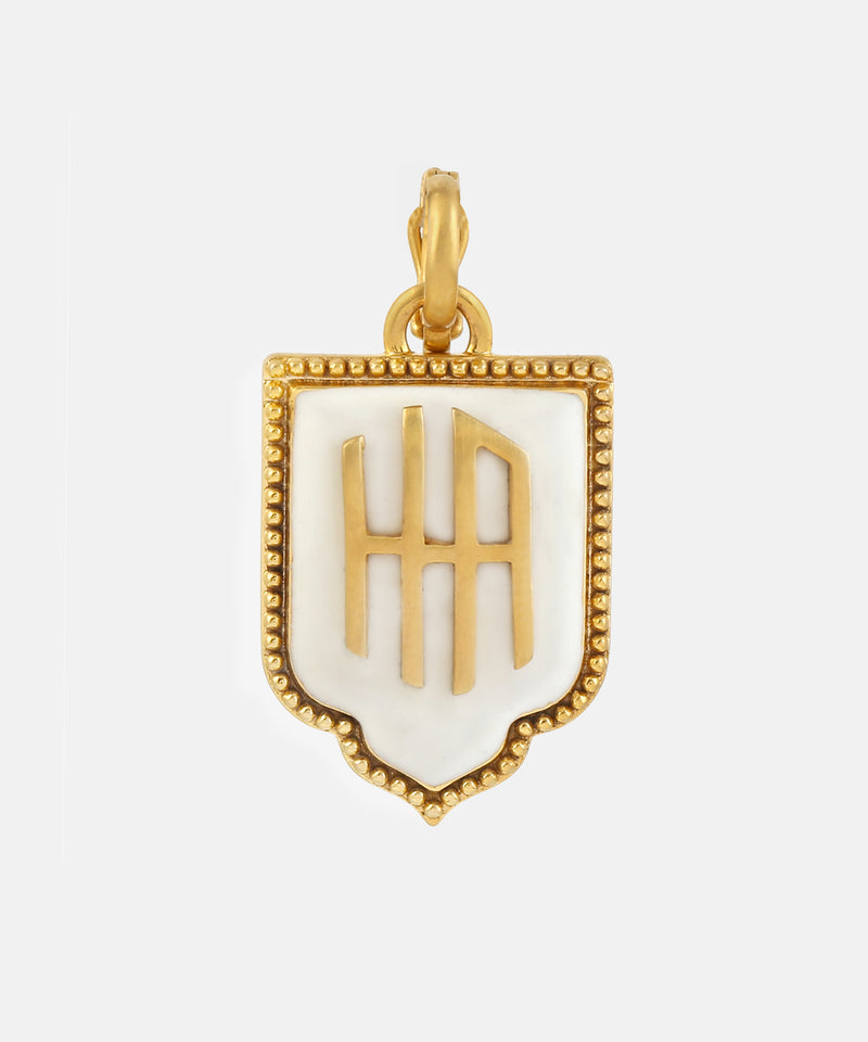 Gold Ogee Monogram Charm With Enamel