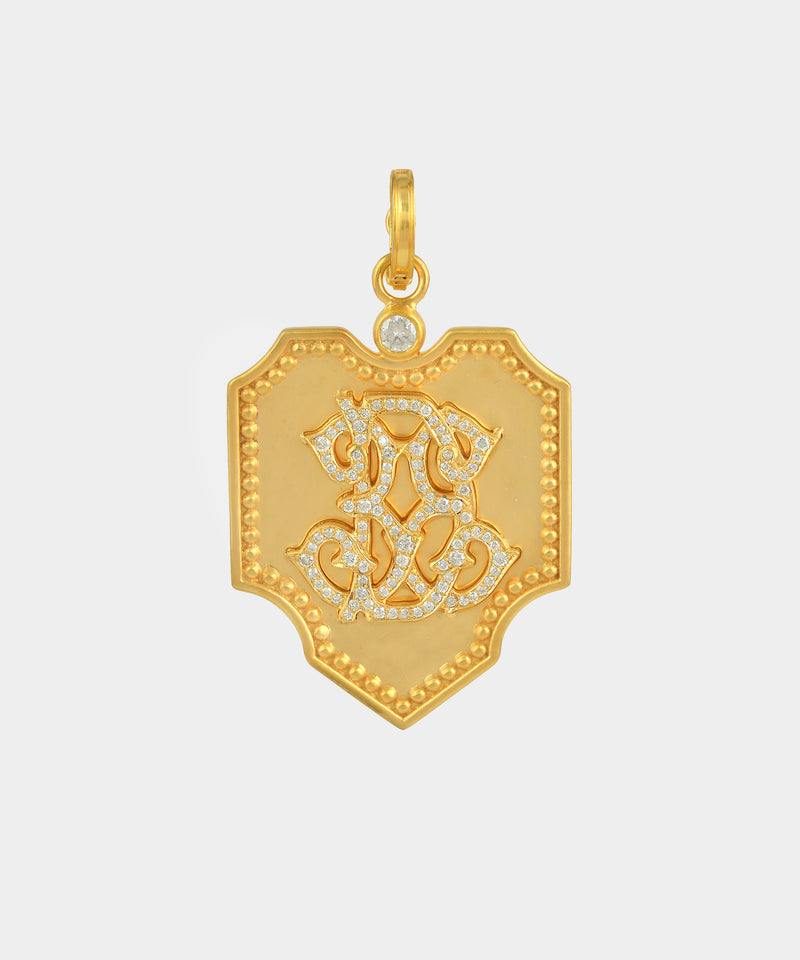Gold Pointed Monogram Charm With Diamonds
