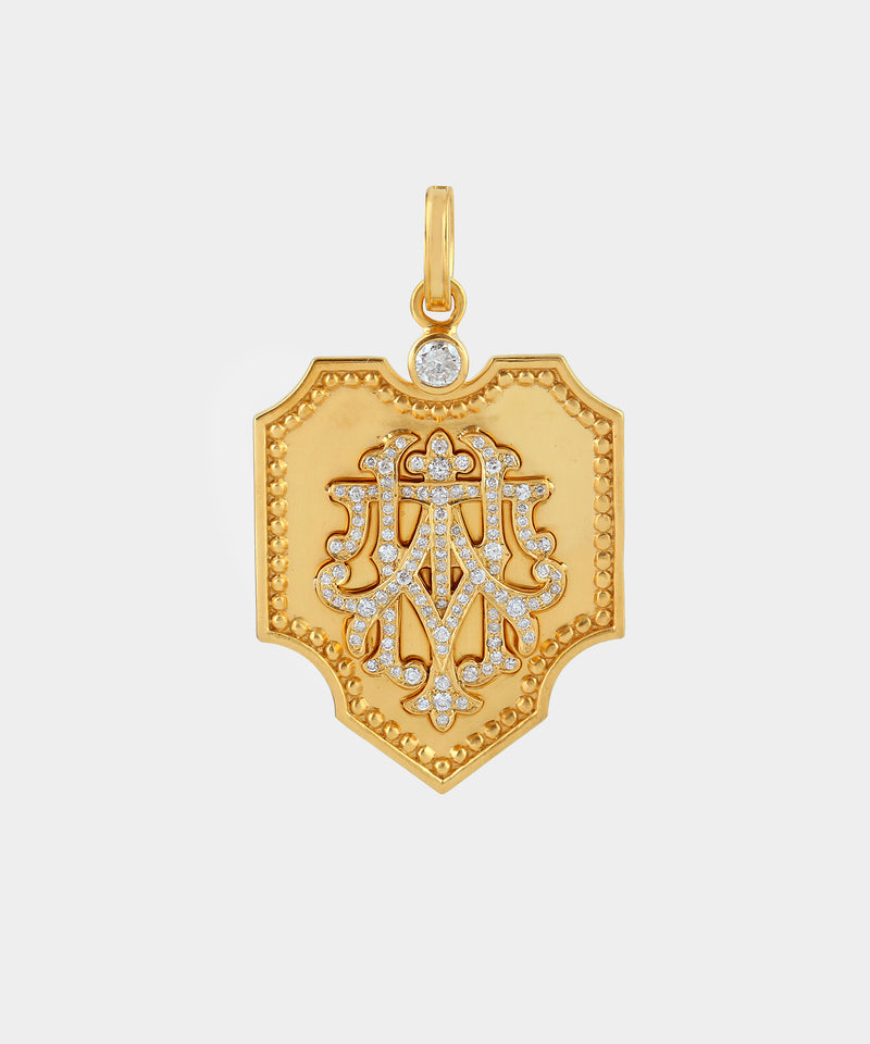 Gold Pointed Monogram Charm With Diamonds