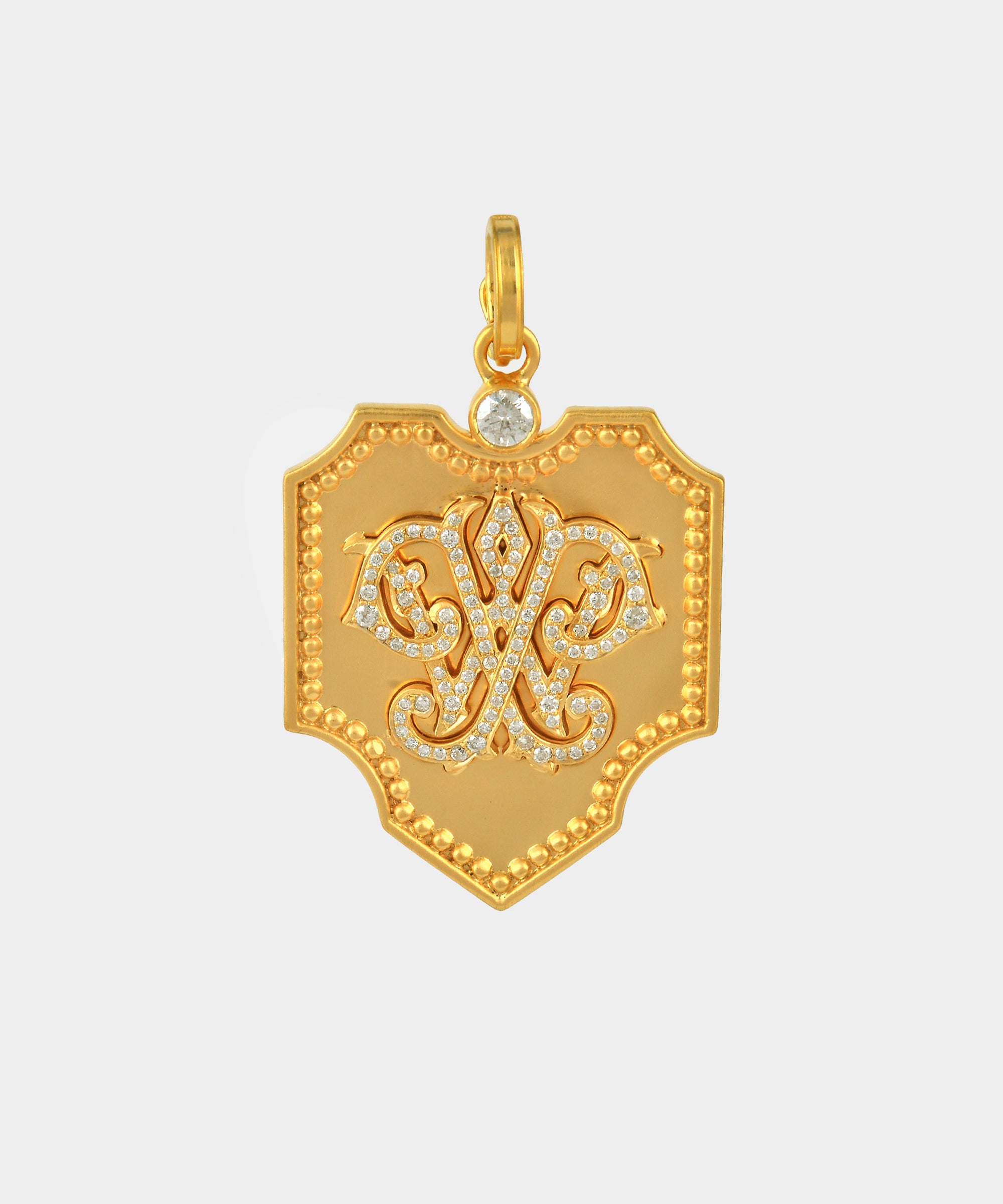 Gold Pointed Monogram Charm With Diamonds