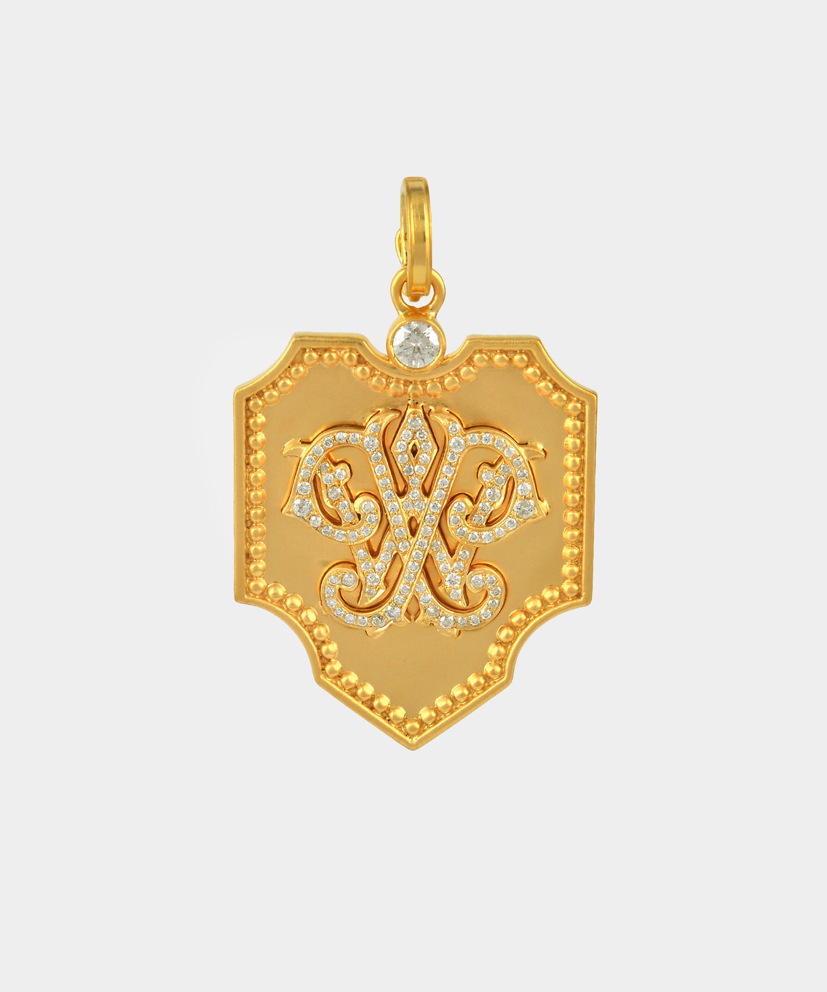 Gold Pointed Monogram Charm With Diamonds