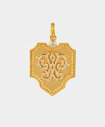Gold Pointed Monogram Charm With Diamonds