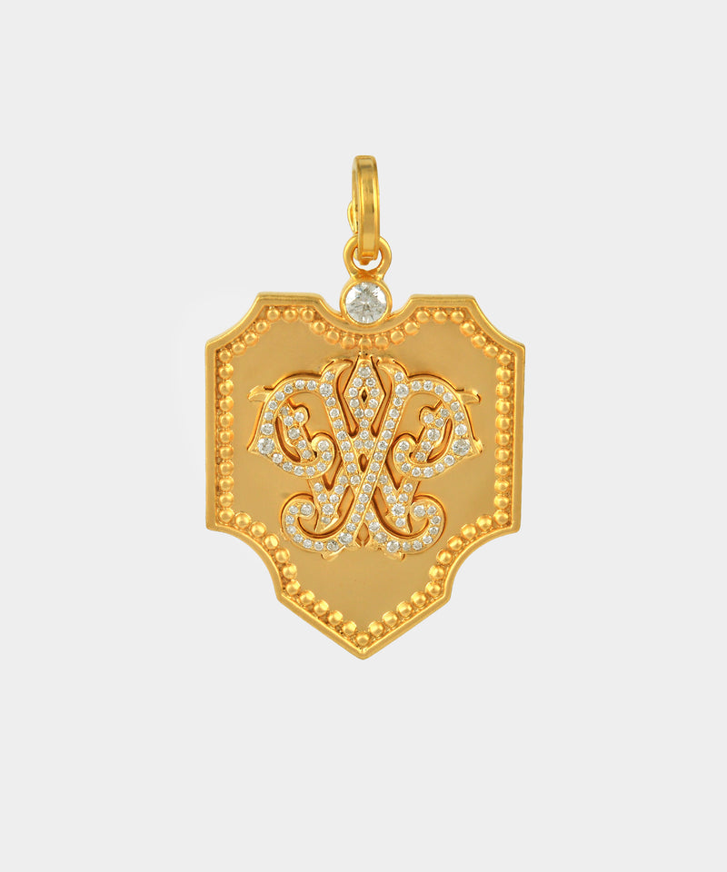 Gold Pointed Monogram Charm With Diamonds