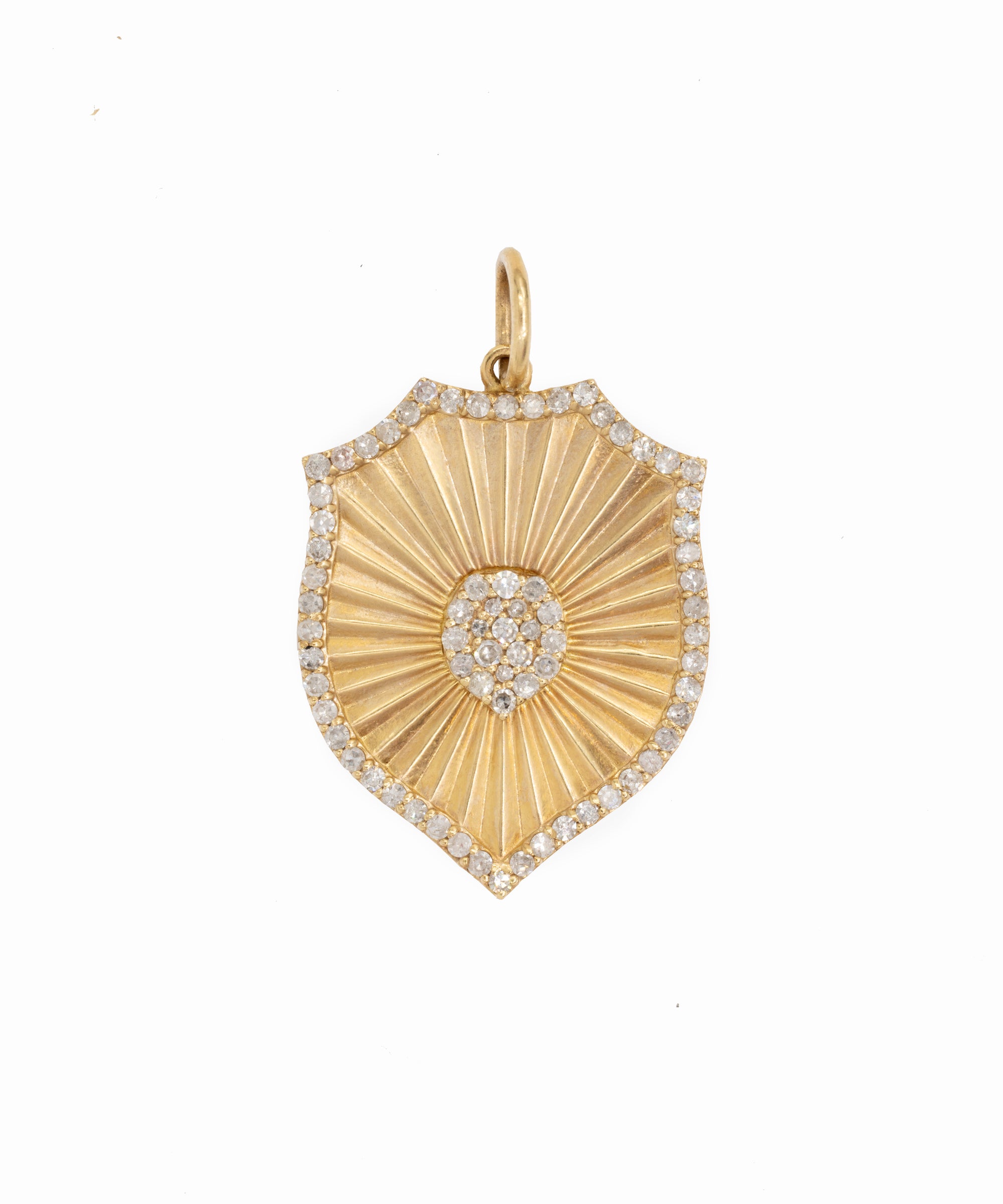 Gold Regal Shield Charm With Diamonds