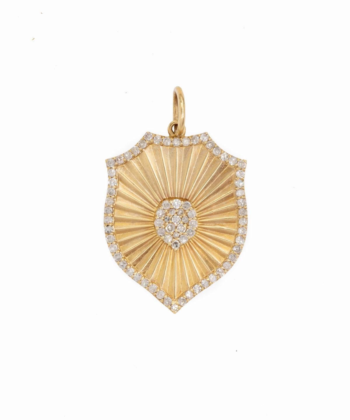 Gold Regal Shield Charm With Diamonds