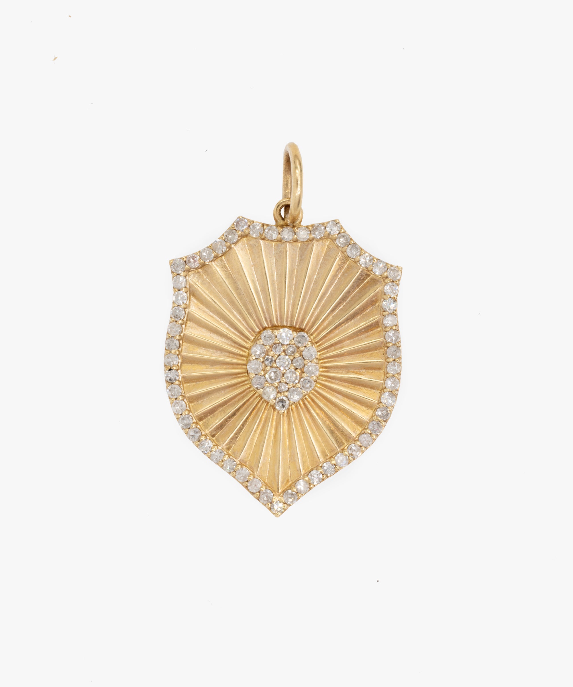 Gold Regal Shield Charm With Diamonds
