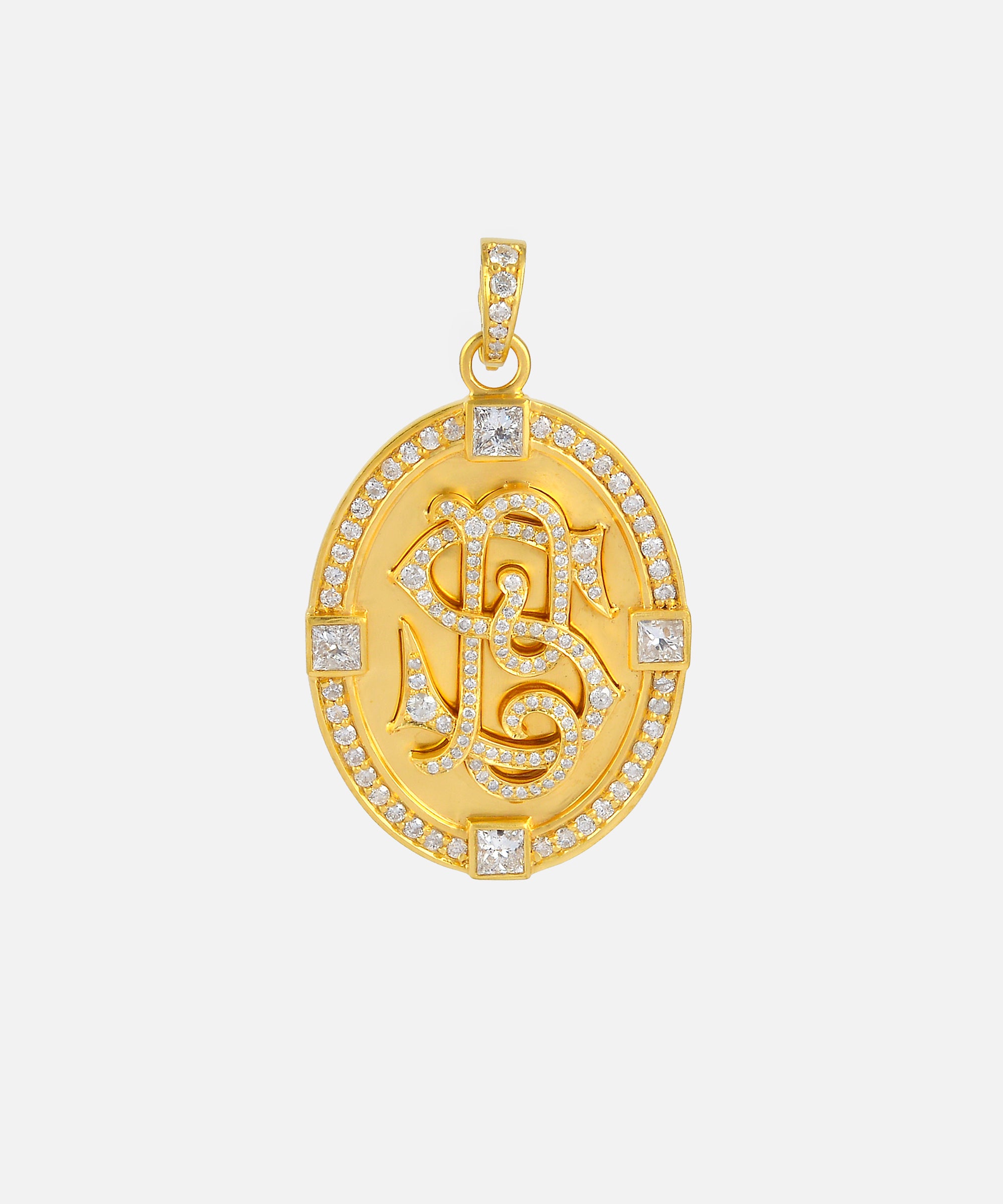 Gold Square Diamond Monogram Charm