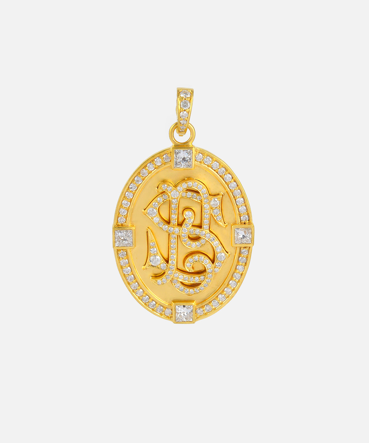 Gold Square Diamond Monogram Charm