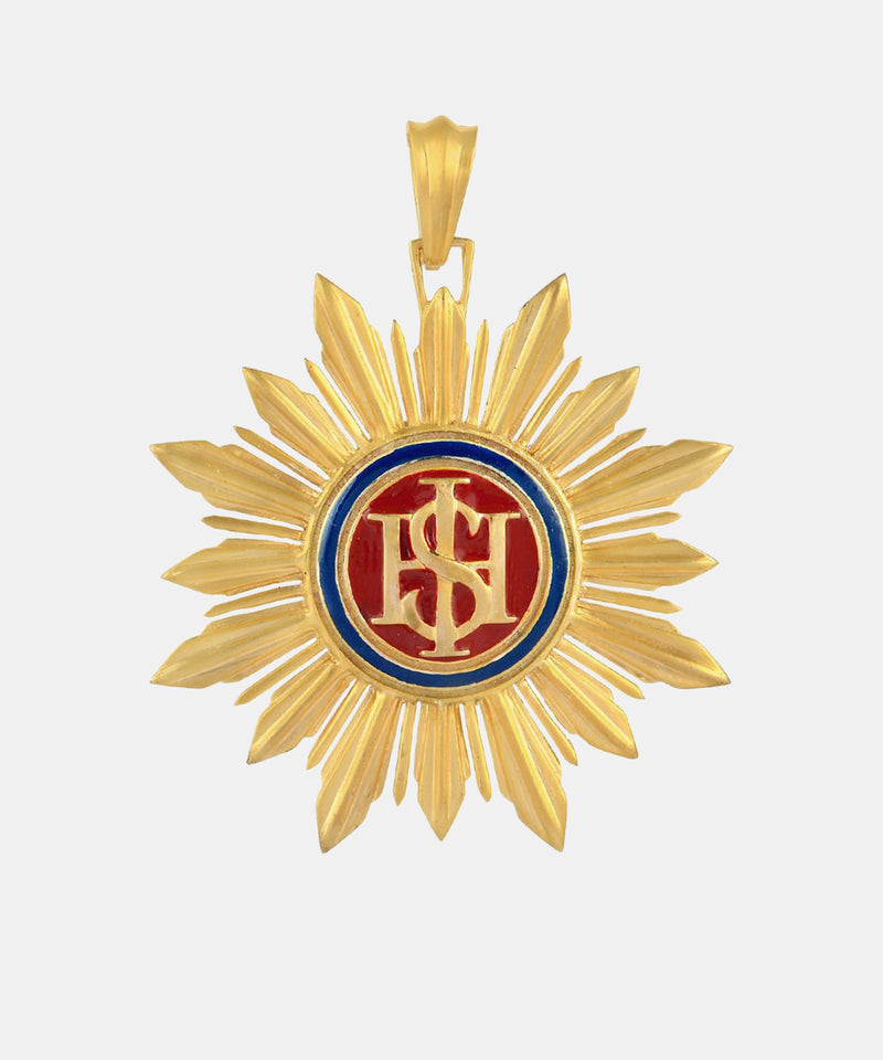 Gold Starburst Medium Monogram Charm With Enamel