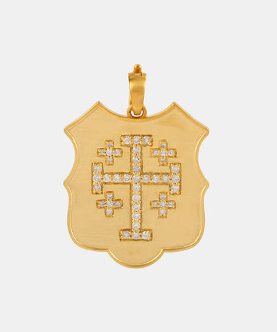 Gold Stuart Cross Charm With Diamonds