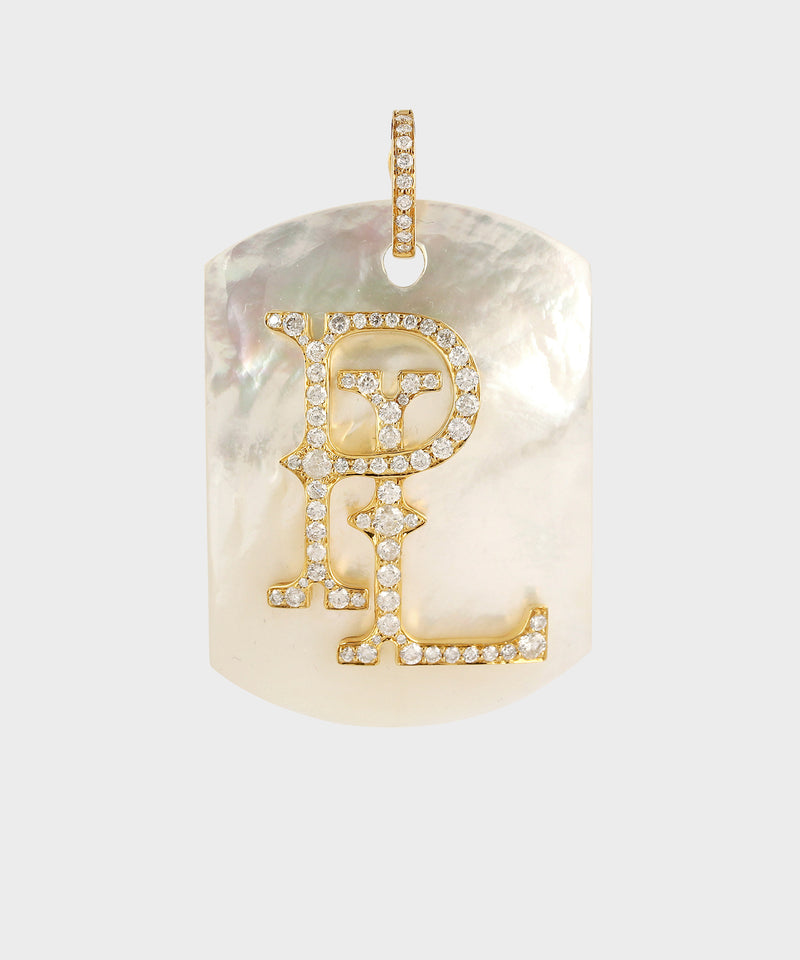 Mother-Of-Pearl Dog Tag With Diamonds