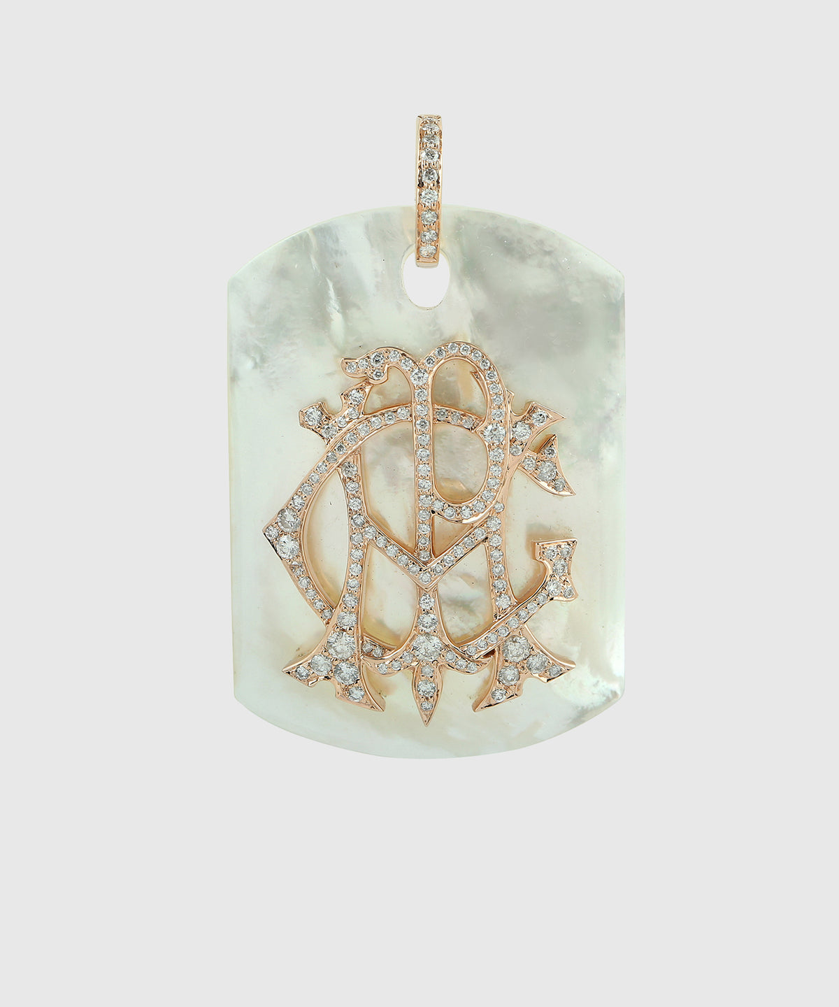 Mother-Of-Pearl Dog Tag With Diamonds