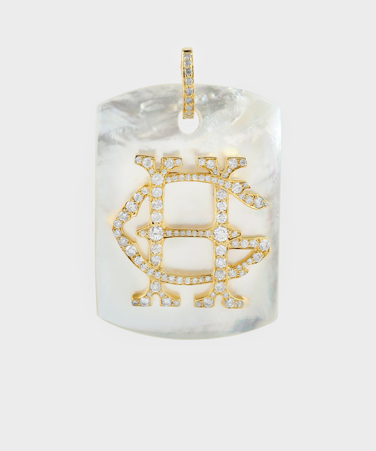 Mother-Of-Pearl Dog Tag With Diamonds