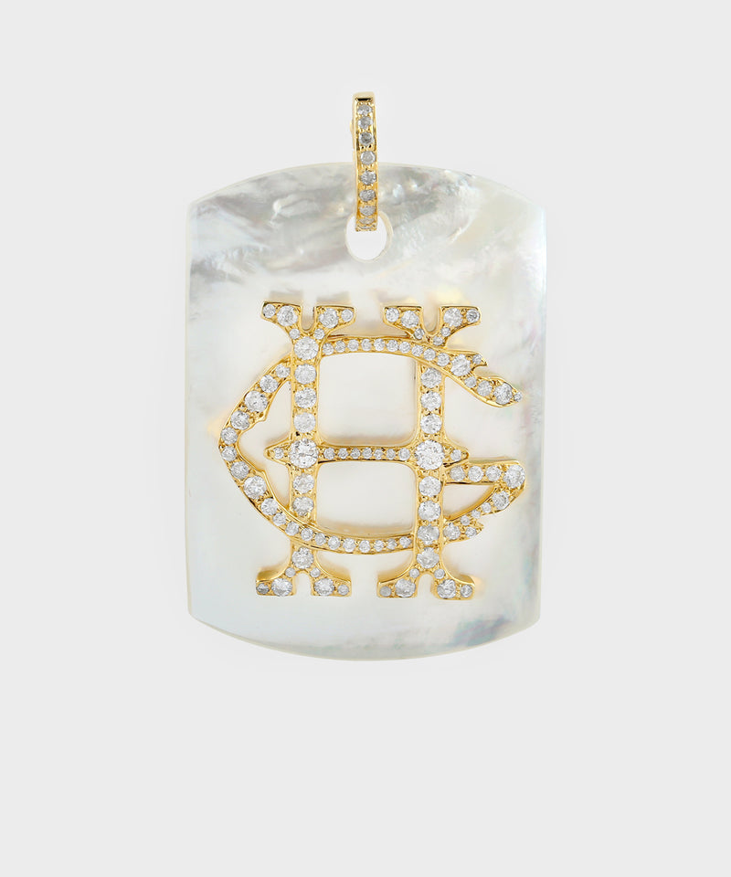 Mother-Of-Pearl Dog Tag With Diamonds