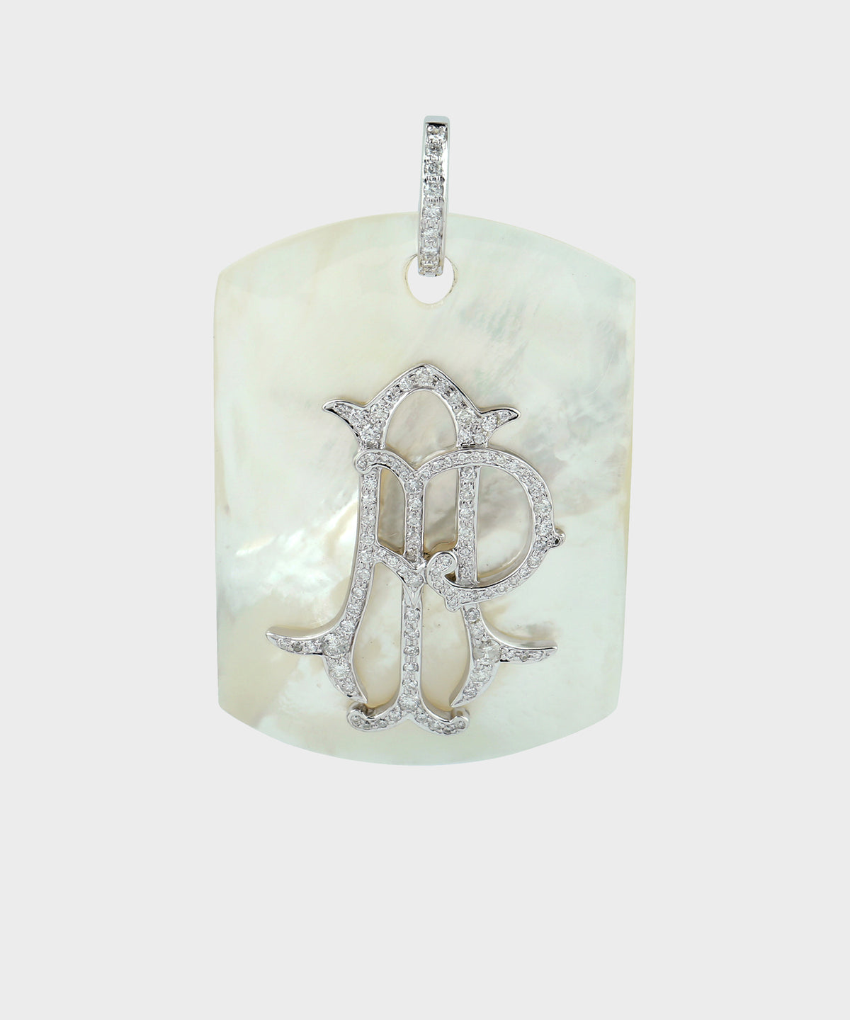 Mother-Of-Pearl Dog Tag With Diamonds